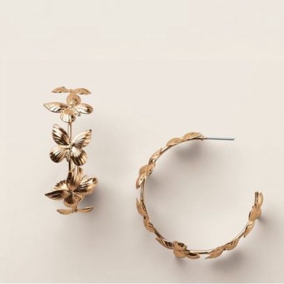 Butterfly Gold Hoop Earrings